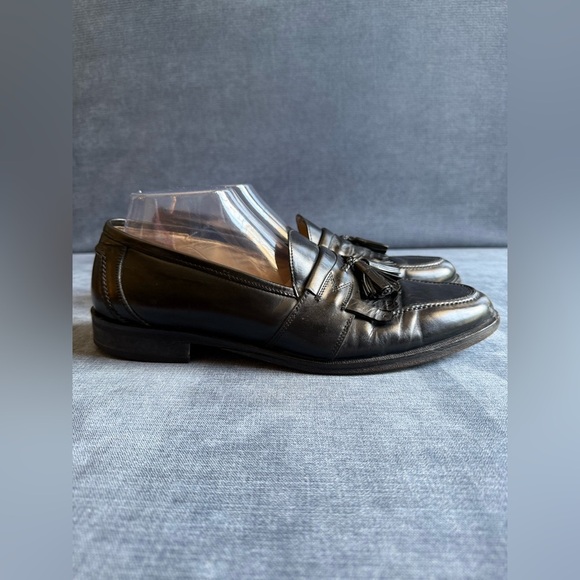 Johnston & Murphy Cellini Loafers Mens SZ 10.M Black Leather Tassel Italy Made - Picture 1 of 9